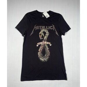 H&M Divided Metallica Don't Tread On Me T-Shirt Mens Small Black Distressed NWT